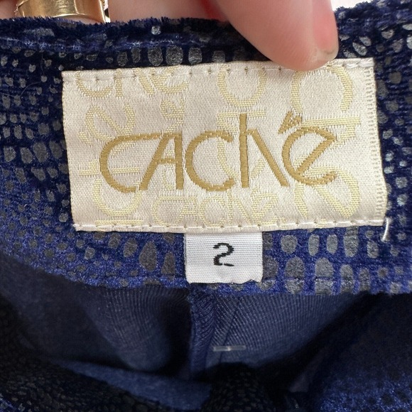 Vintage Cache Pants Womens 2 Blue Ombre Snakeskin Texture Stretch NWT Zip Back - Picture 8 of 10